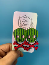 Load image into Gallery viewer, Watermelon Skull Earrings
