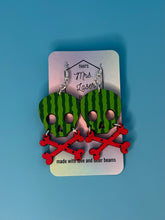 Load image into Gallery viewer, Watermelon Skull Earrings