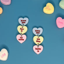 Load image into Gallery viewer, Sweet and Salty Heart Candy Mismatched Dangle Earrings