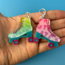 Load image into Gallery viewer, Rainbow Leopard Print Roller Skate Earrings