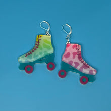 Load image into Gallery viewer, Rainbow Leopard Print Roller Skate Earrings