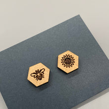 Load image into Gallery viewer, The Sunflower and The Bee Stud Earrings