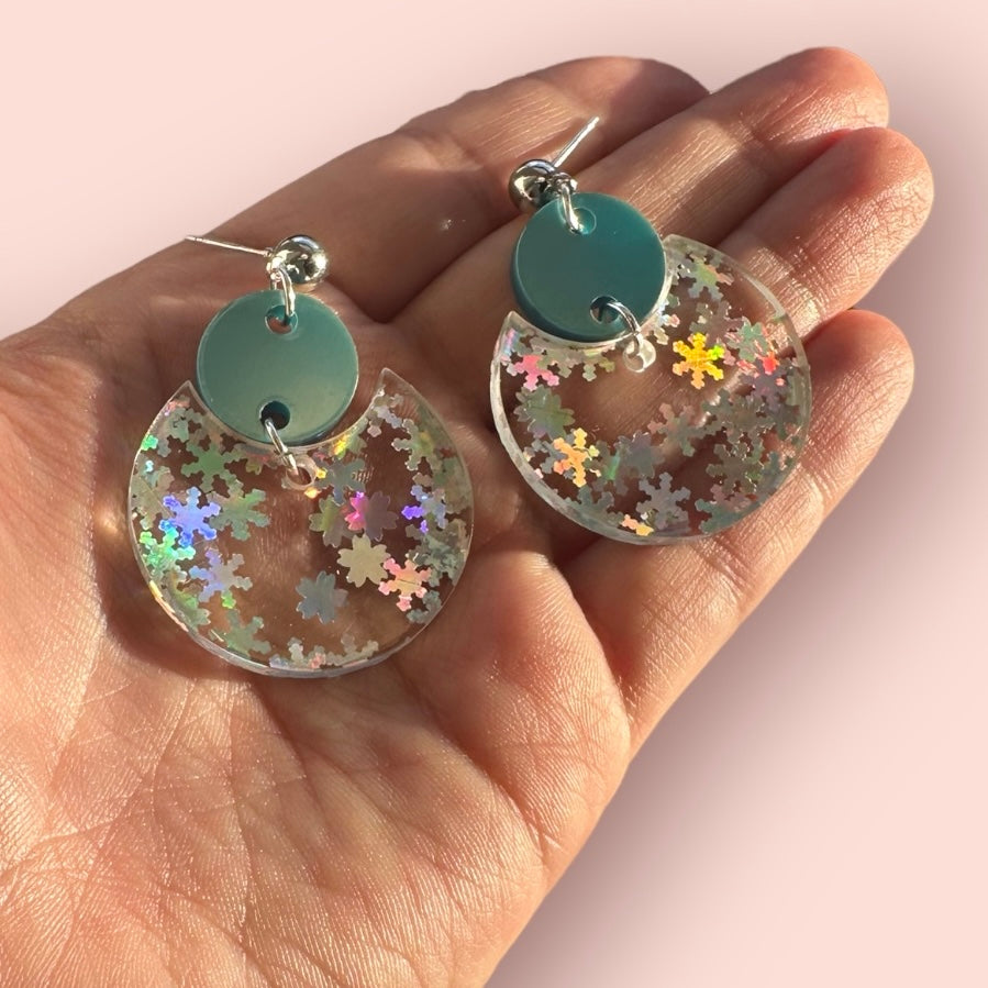 Snowflake Glitter Dangle Earrings