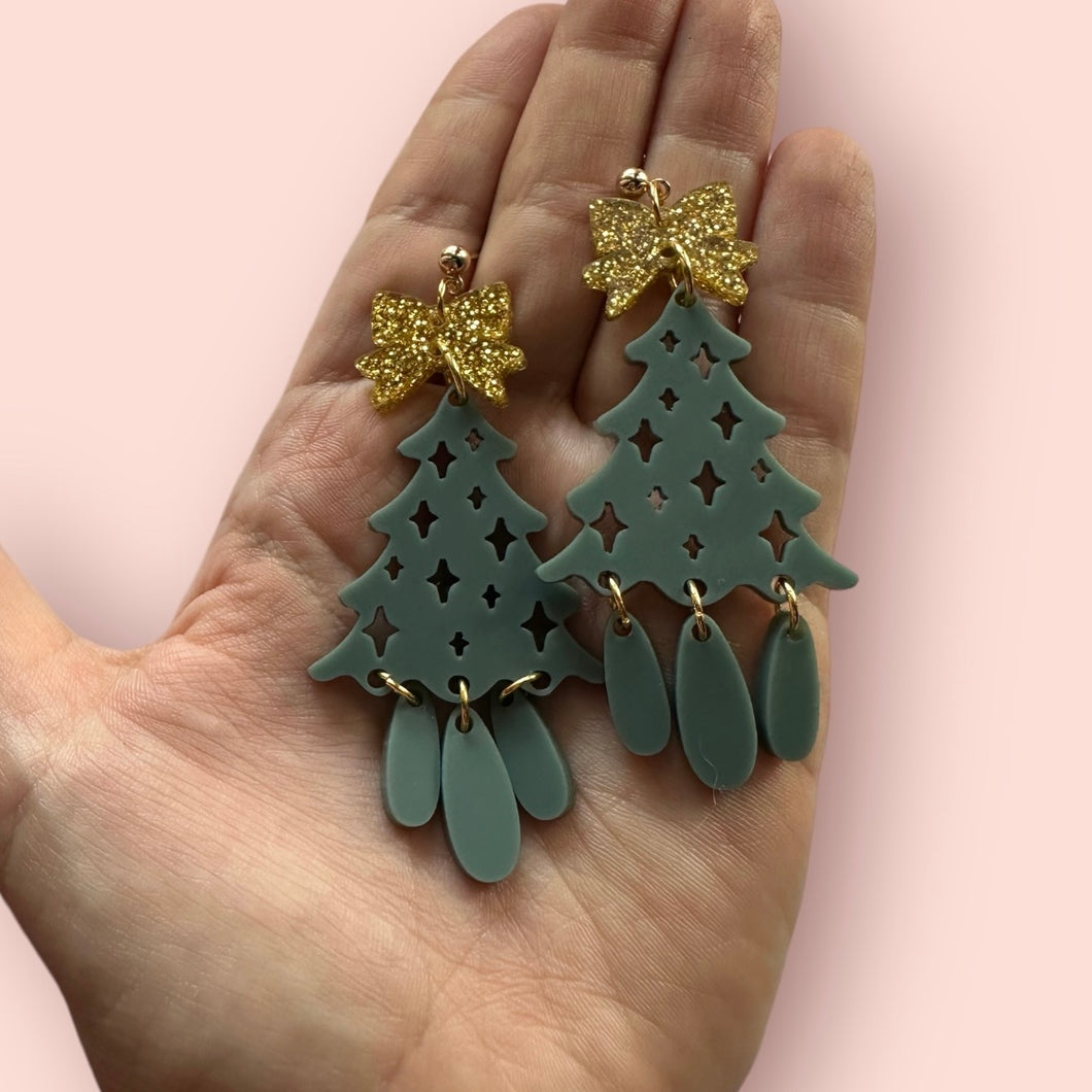 Dangly Christmas Tree Earrings