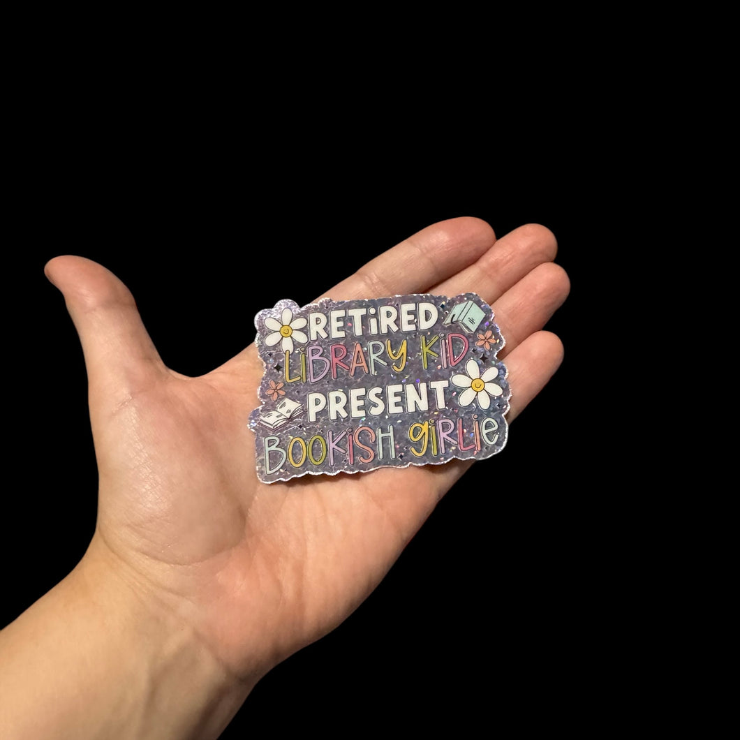 Retired Library Kid Holographic Glitter Sticker