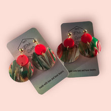 Load image into Gallery viewer, Christmas Paint Dangle Earrings
