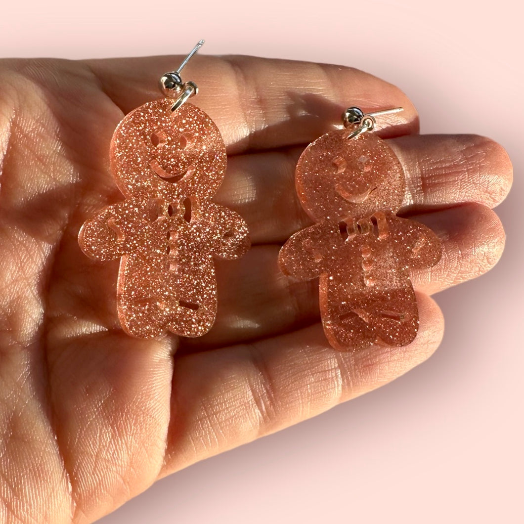 Glitter Gingerbread Men Earrings