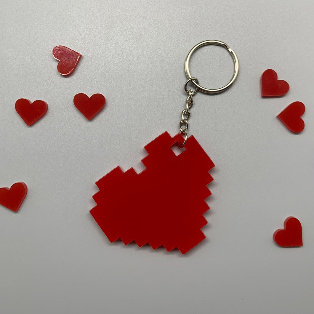 8 Bit Heart Acrylic Keychain