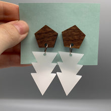 Load image into Gallery viewer, Geometric Wood and Acrylic Earrings
