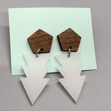 Load image into Gallery viewer, Geometric Wood and Acrylic Earrings
