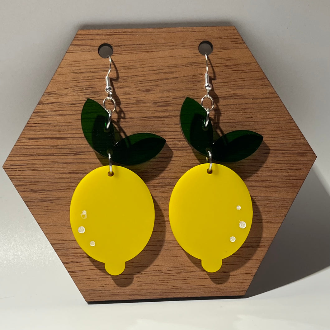 Lemon Acrylic Dangle Earrings