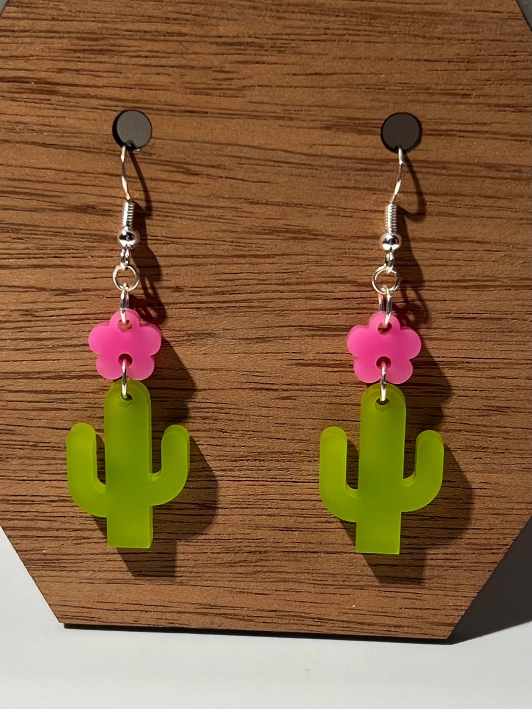 Cactus Acrylic Dangle Earrings