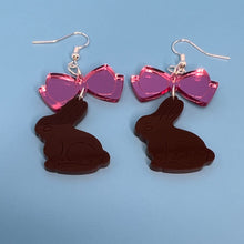 Load image into Gallery viewer, Chocolate Bunny with Bow Earrings
