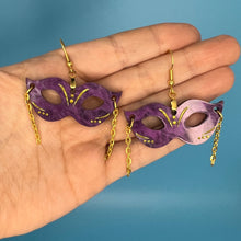 Load image into Gallery viewer, Purple Mask Dangle Earrings
