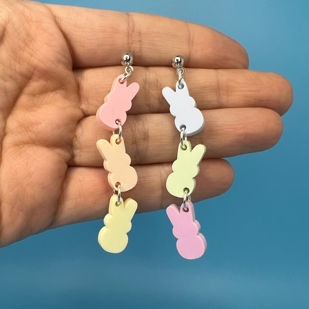 Marshmallow Bunny Dangle Earrings
