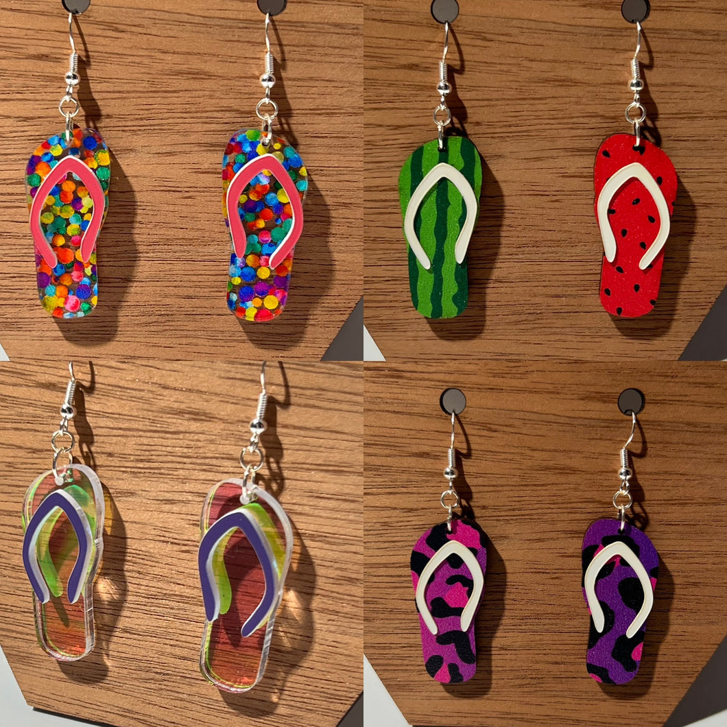 Flip Flop Acrylic Dangle Earrings