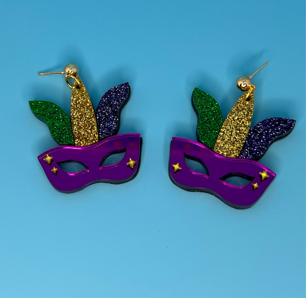 Feather Mask Earrings