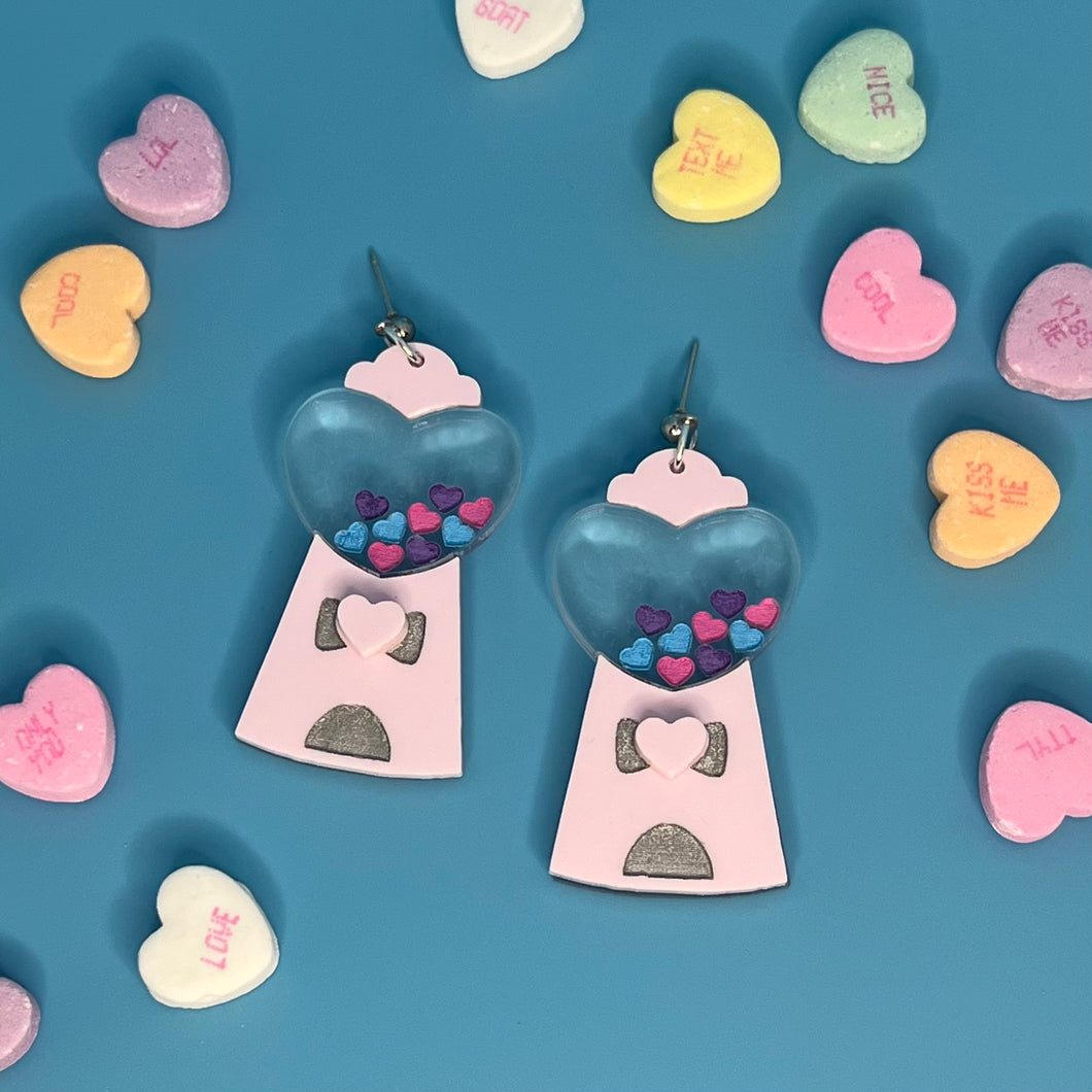 Heart Gumball Machine Earrings