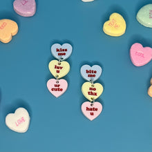 Load image into Gallery viewer, Sweet and Salty Heart Candy Mismatched Dangle Earrings
