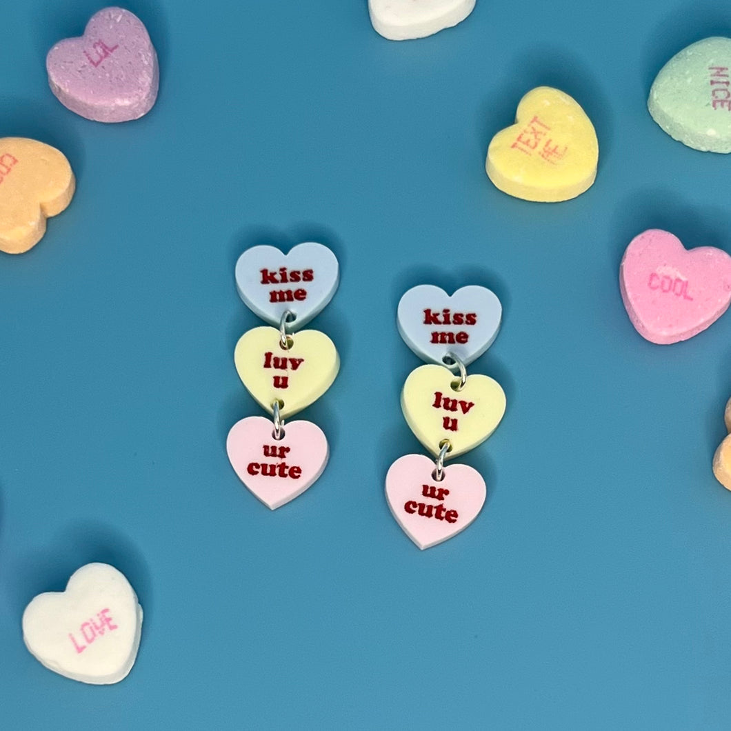 Sweet Candy Heart Dangle Earrings