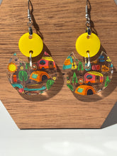 Load image into Gallery viewer, Camping Acrylic Circle Earrings
