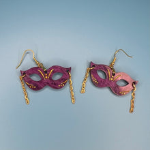 Load image into Gallery viewer, Purple Mask Dangle Earrings
