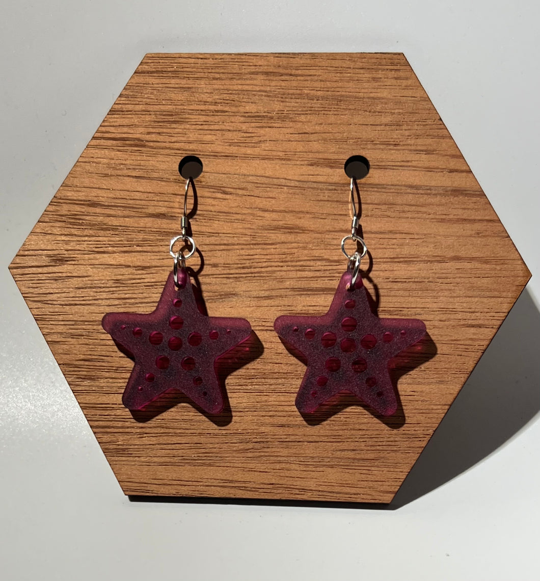 Purple Starfish Acrylic Dangle Earrings