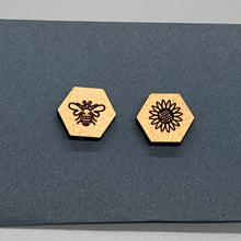 Load image into Gallery viewer, The Sunflower and The Bee Stud Earrings
